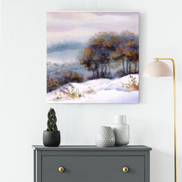 Obraz na płótnie Drzewa na wzgórzu zimą