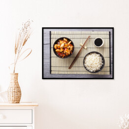 Plakat w ramie Chiński słodko-kwaśny sos z kurczakiem