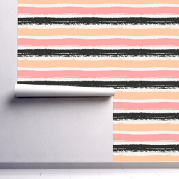Tapeta samoprzylepna w rolce Pasy malowane pędzlem w pastelowych i ciemnych barwach