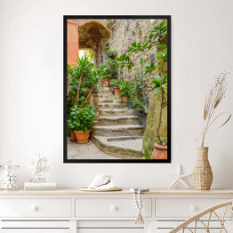 Obraz w ramie Aleja w starym miasteczku Liguria, Włochy