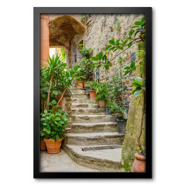 Obraz w ramie Aleja w starym miasteczku Liguria, Włochy