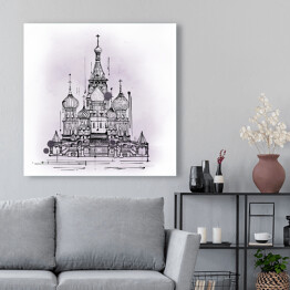 Obraz na płótnie Katedra, Moskwa, Rosja - szkic atramentem