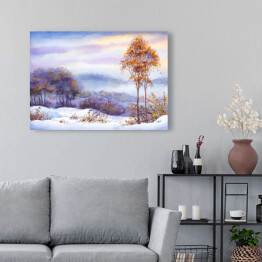 Obraz na płótnie Aleja i drzewa pokryte śniegiem - pejzaż