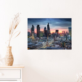 Plakat Panorama Londynu o wschodzie słońca