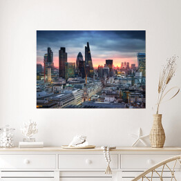 Plakat samoprzylepny Panorama Londynu o wschodzie słońca