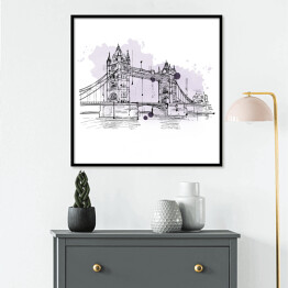 Plakat w ramie Artystyczny szkic Tower Bridge w Londynie