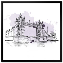 Plakat w ramie Artystyczny szkic Tower Bridge w Londynie