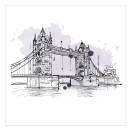 Plakat samoprzylepny Artystyczny szkic Tower Bridge w Londynie
