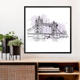 Obraz w ramie Artystyczny szkic Tower Bridge w Londynie