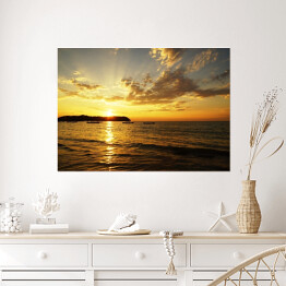 Plakat Piękny zachód słońca na plaży Gapali