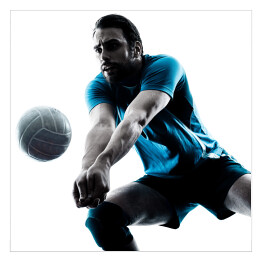 Plakat samoprzylepny Sylwetka człowieka podczas gry w piłkę siatkową