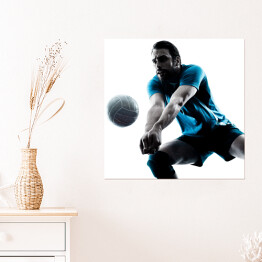 Plakat samoprzylepny Sylwetka człowieka podczas gry w piłkę siatkową
