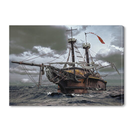 Obraz na płótnie Opuszczony statek na morzu