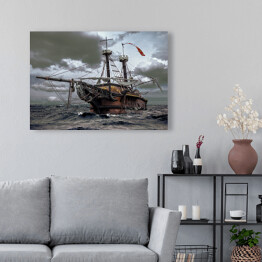 Obraz na płótnie Opuszczony statek na morzu