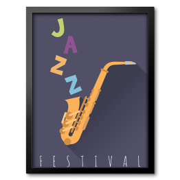 Obraz w ramie Festiwal Jazzowy - ilustracja z saksofonem