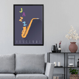 Obraz w ramie Festiwal Jazzowy - ilustracja z saksofonem