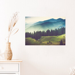 Plakat samoprzylepny Piękny letni krajobraz górski.