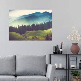 Plakat samoprzylepny Piękny letni krajobraz górski.