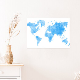 Plakat Mapa świata w odcieniach koloru niebieskiego