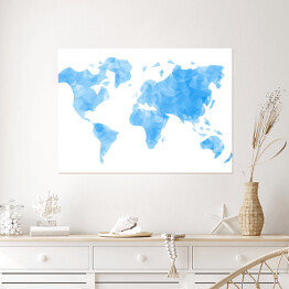 Plakat samoprzylepny Mapa świata w odcieniach koloru niebieskiego