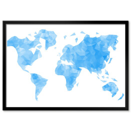 Plakat w ramie Mapa świata w odcieniach koloru niebieskiego
