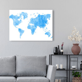 Obraz na płótnie Mapa świata w odcieniach koloru niebieskiego
