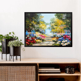 Obraz w ramie Obraz olejny - kolorowy las latem 