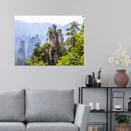 Plakat samoprzylepny Góry skalne w Parku Narodowym, Chiny