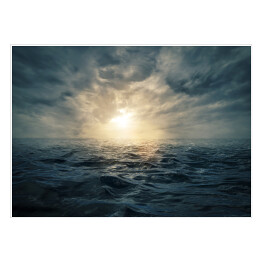 Plakat samoprzylepny Zachód słońca na wzburzonym morzu