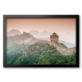 Obraz w ramie Wielki Mur Chiński spowity mgłą