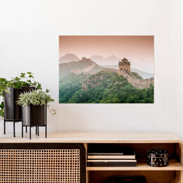 Plakat samoprzylepny Wielki Mur Chiński spowity mgłą