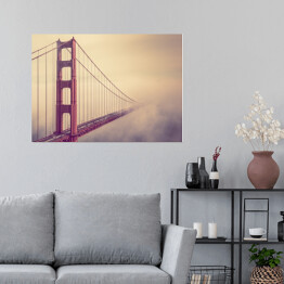 Plakat samoprzylepny Golden Gate znikające w oddali we mgle