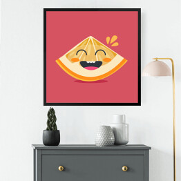 Obraz w ramie Uśmiechnięty fragment pomarańczy na różowym tle