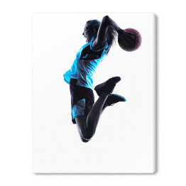 Obraz na płótnie Sylwetka koszykarza na białym tle - kobieta