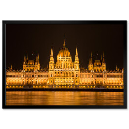 Plakat w ramie Parlament węgierski nocą
