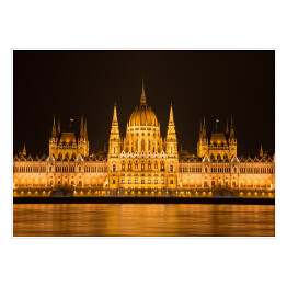 Plakat Parlament węgierski nocą