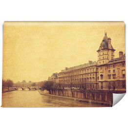 Fototapeta winylowa zmywalna Wonton w pobliżu Pont Neuf w stylu retro w Paryżu we Francja 