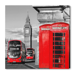 Obraz na płótnie Londyn z czerwonymi autobusami przy Big Benie w Anglii, UK
