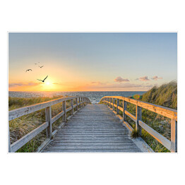 Plakat samoprzylepny Droga na plażę, zachód słońca