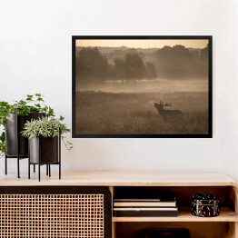 Obraz w ramie Sylwetka jelenia we mgle