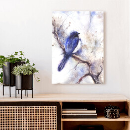 Obraz na płótnie Niebieski ptak siedzący na gałęzi