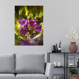 Plakat samoprzylepny Bukiet fioletowych kwiatów - grafika