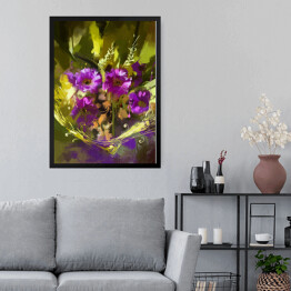 Obraz w ramie Bukiet fioletowych kwiatów - grafika