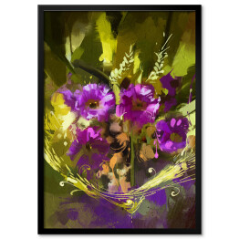 Plakat w ramie Bukiet fioletowych kwiatów - grafika