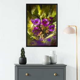 Obraz w ramie Bukiet fioletowych kwiatów - grafika