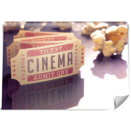 Fototapeta Bilet do kina i popcorn