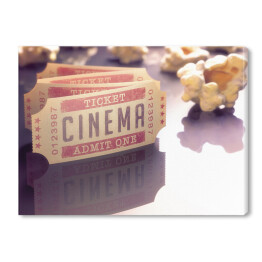 Obraz na płótnie Bilet do kina i popcorn