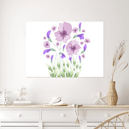 Plakat Piękne blada fioletowe kwiaty