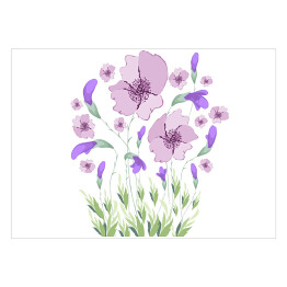 Plakat Piękne blada fioletowe kwiaty