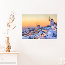 Plakat samoprzylepny Oia - zachód słońca, wyspa Santorini, Grecja